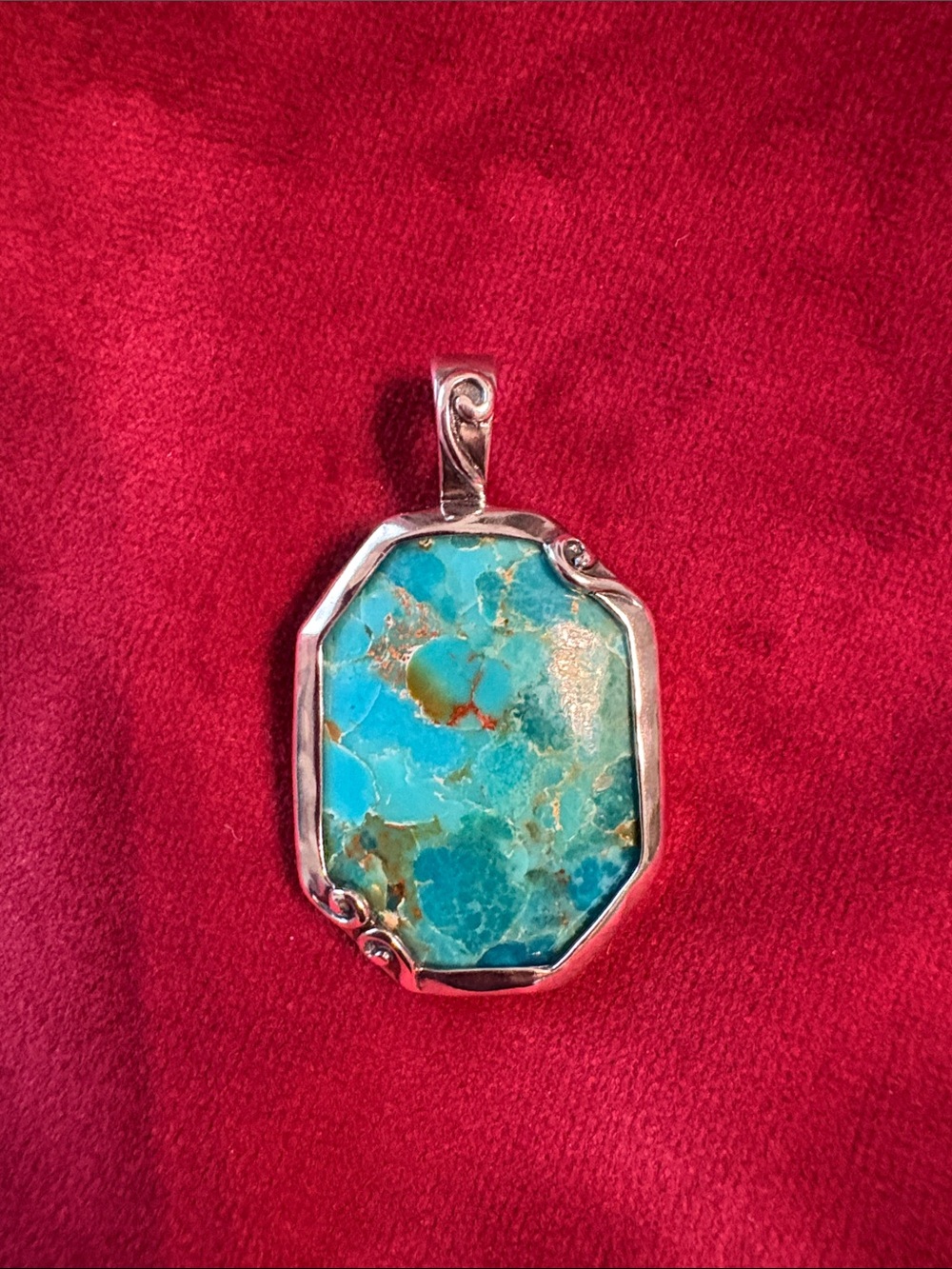 Grace & Heart Blue Turquoise Pendant Set In Sterling Silver (925) - Never Worn